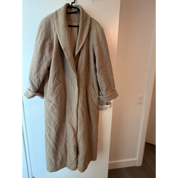 Tristan & Iseut Jackets & Blazers - Tristan & Iseut Vintage Wool Blend Maxi Coat Camel Shawl Collar Large 28818